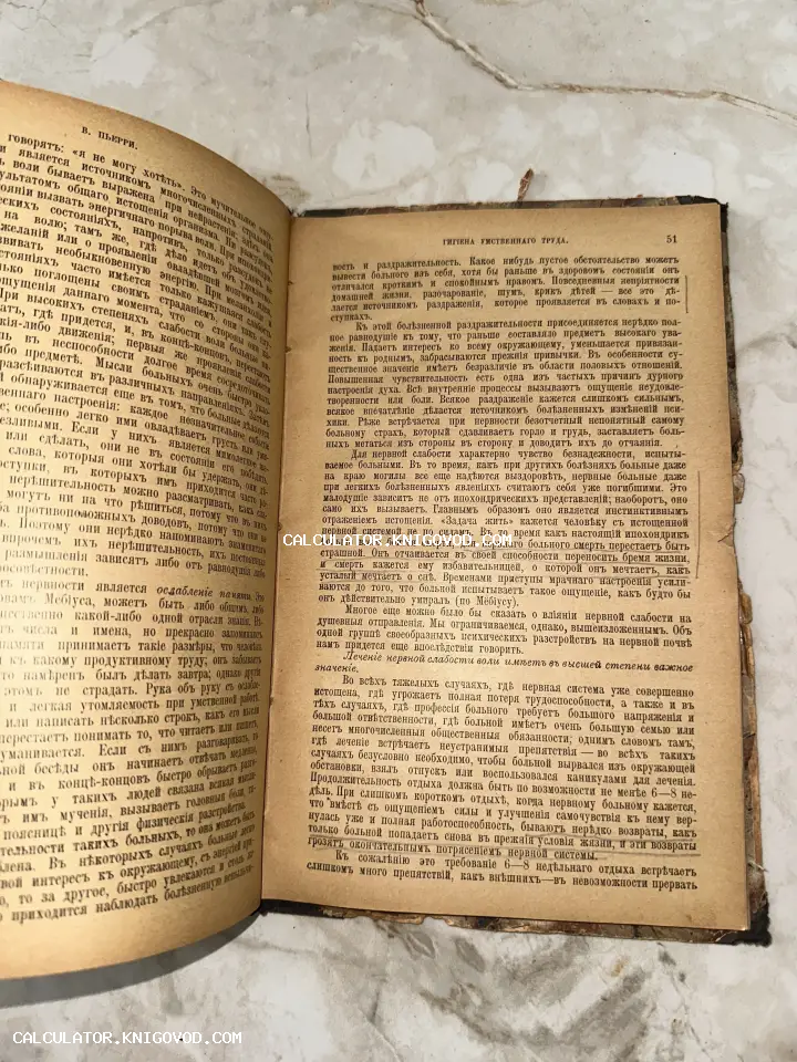 Разворот старинной книги с текстом на дореволюционном русском языке, пожелтевшие страницы.