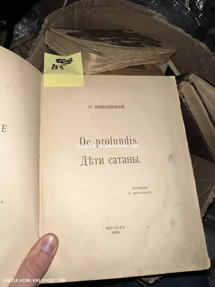Титульный лист антикварной книги Станислава Пшибышевского «De profundis. Дети сатаны», изданной в Москве в 1906 году.