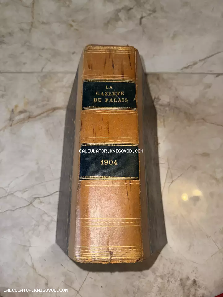 Корешок старинной французской книги La Gazette du Palais 1904 года в кожаном переплете с золотым тиснением.