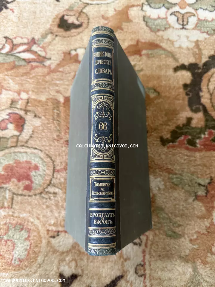 Корешок антикварной книги Энциклопедический словарь Брокгауза и Ефрона с золотым тиснением.