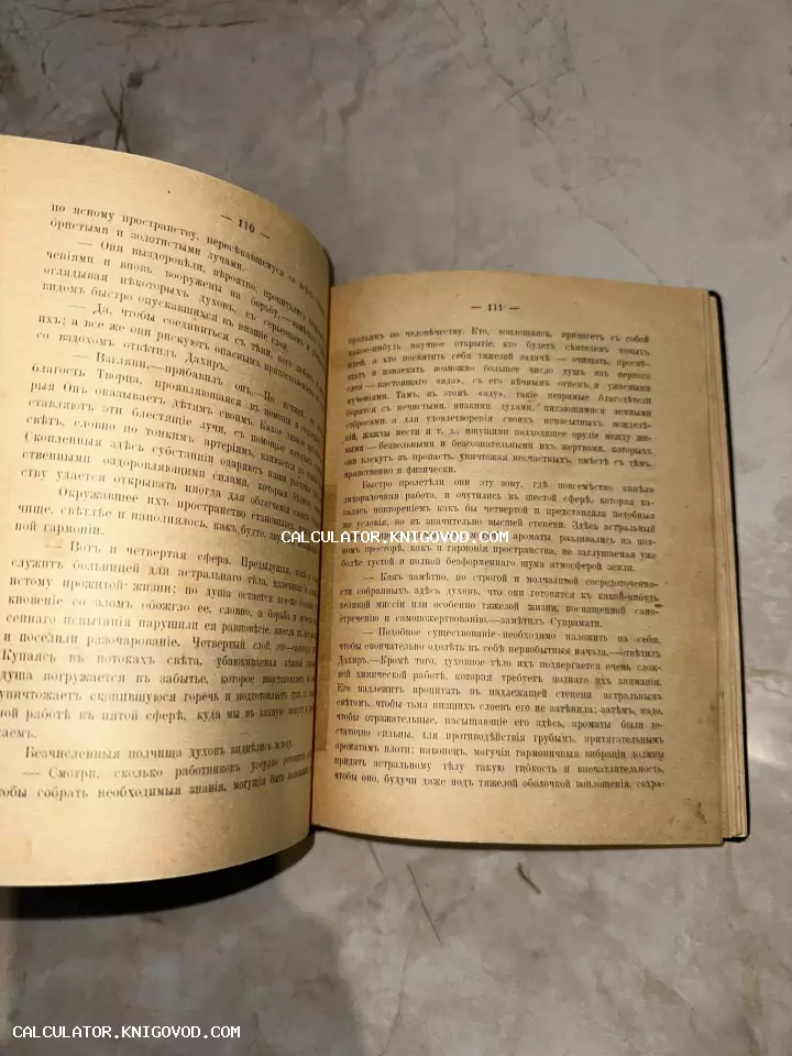 Открытый разворот старой книги с пожелтевшими страницами и текстом на дореволюционном русском языке.