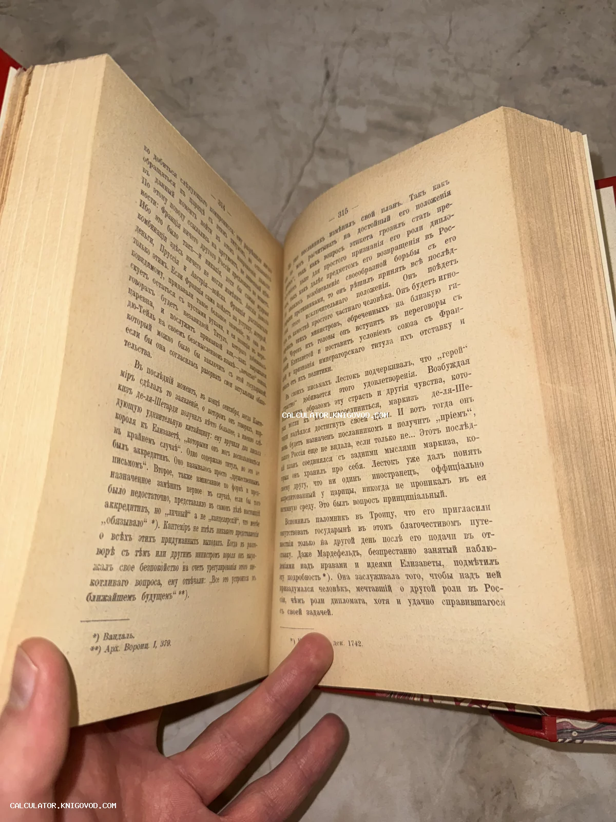 Разворот старинной книги с текстом на дореволюционном русском языке, страницы 314 и 315.