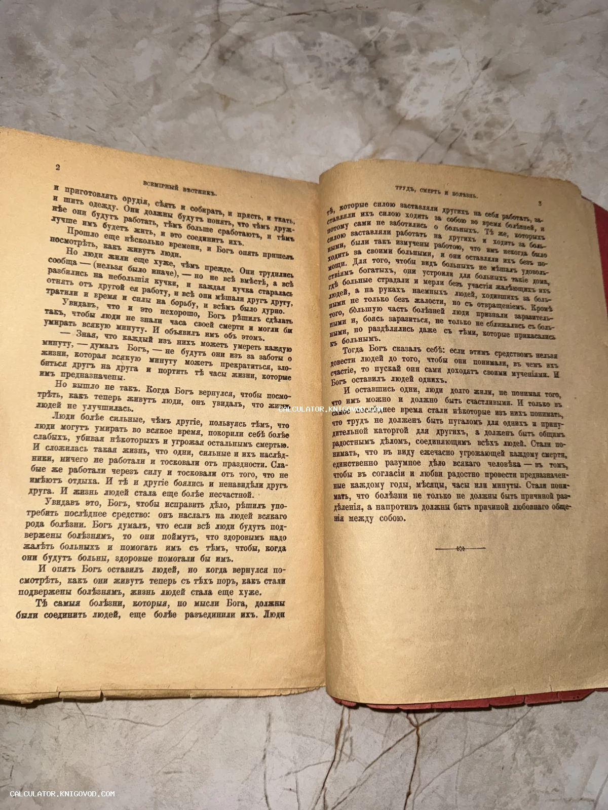 Разворот старинной книги с текстом на дореволюционном русском языке, страницы пожелтели от времени.