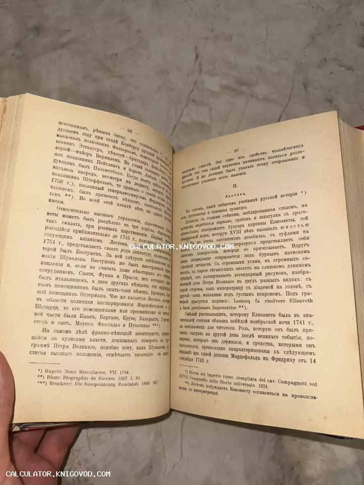 Разворот старинной книги с текстом на дореволюционном русском языке, страницы 96 и 97.