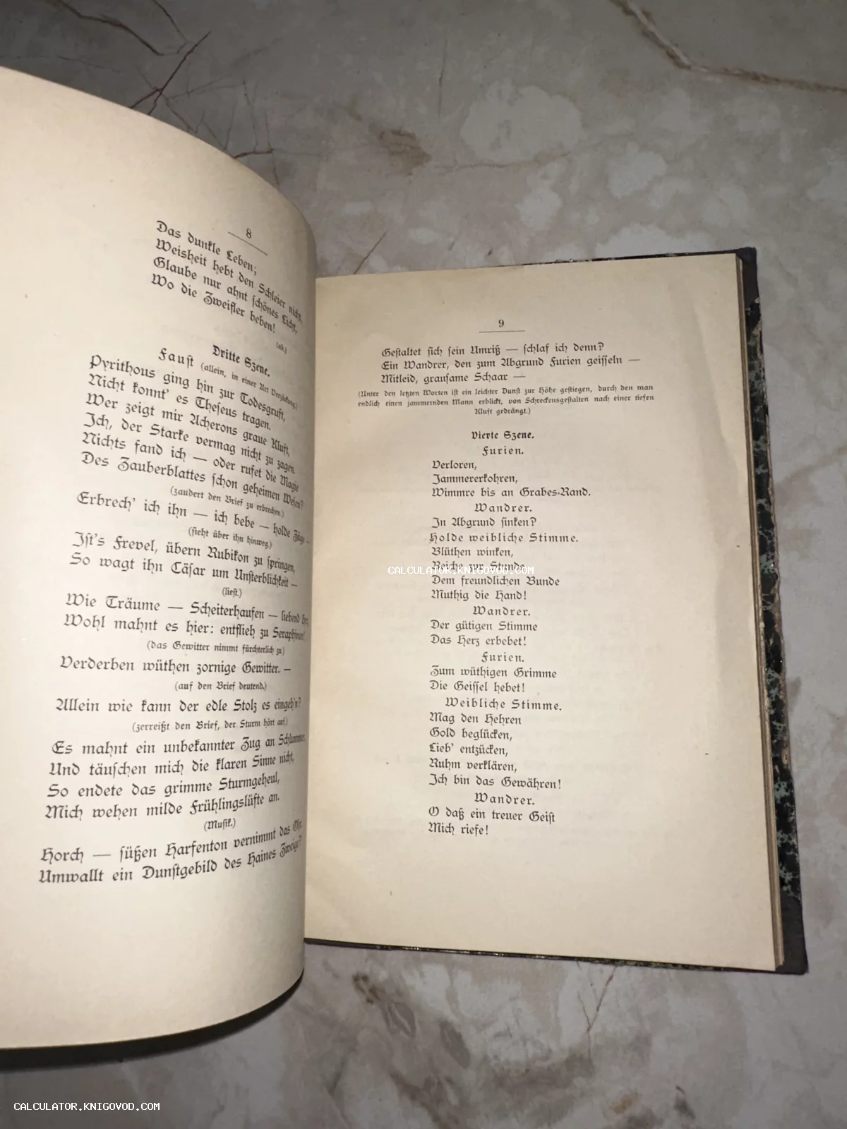 Разворот антикварной книги с текстом на немецком языке, напечатанным шрифтом Фрактура.