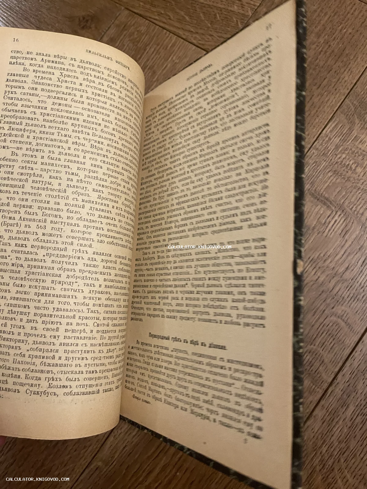 Разворот старинной книги с текстом в дореволюционной русской орфографии на пожелтевшей бумаге.