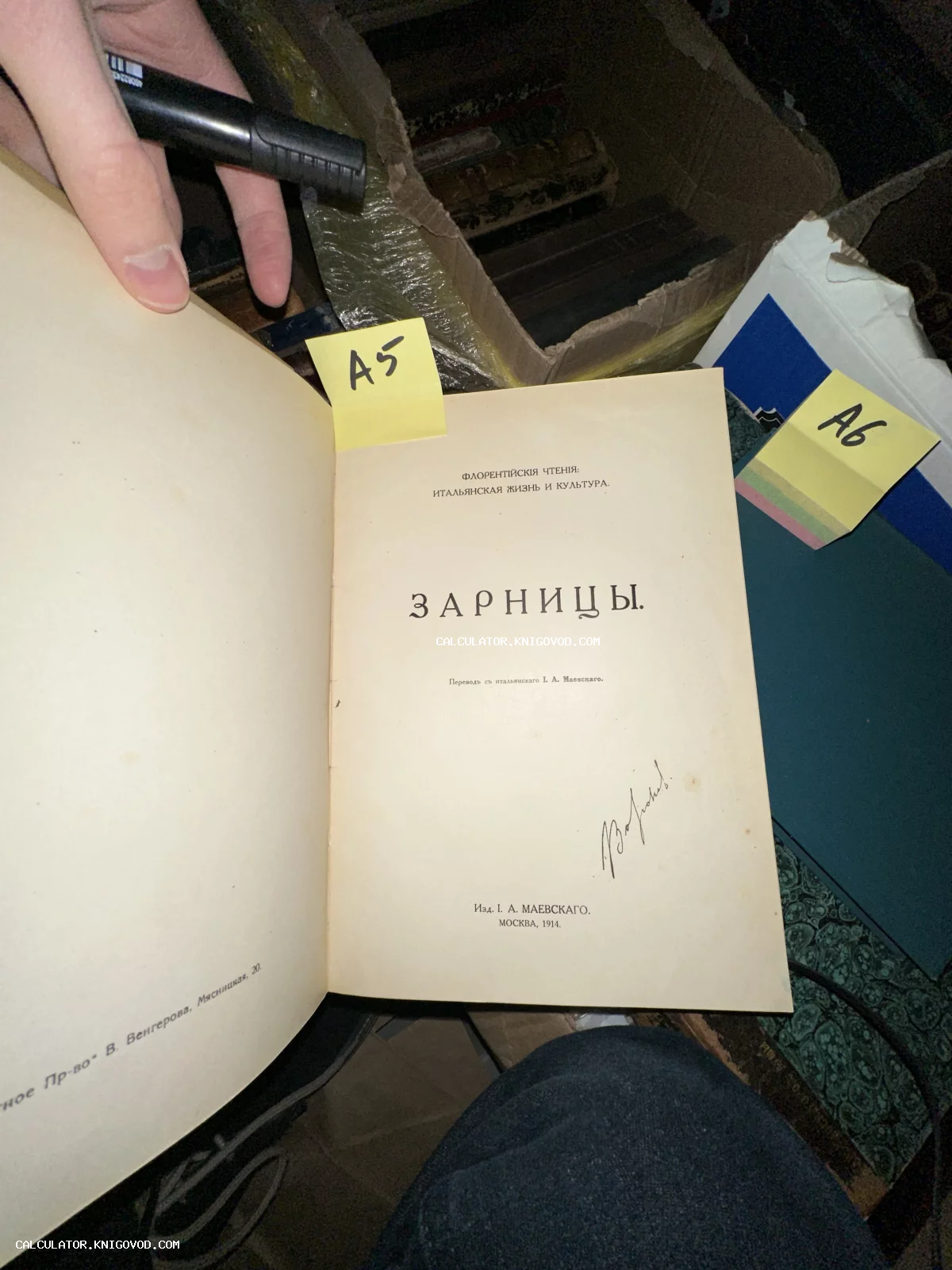 Титульный лист антикварной книги «Зарницы» 1914 года издания с рукописным автографом.