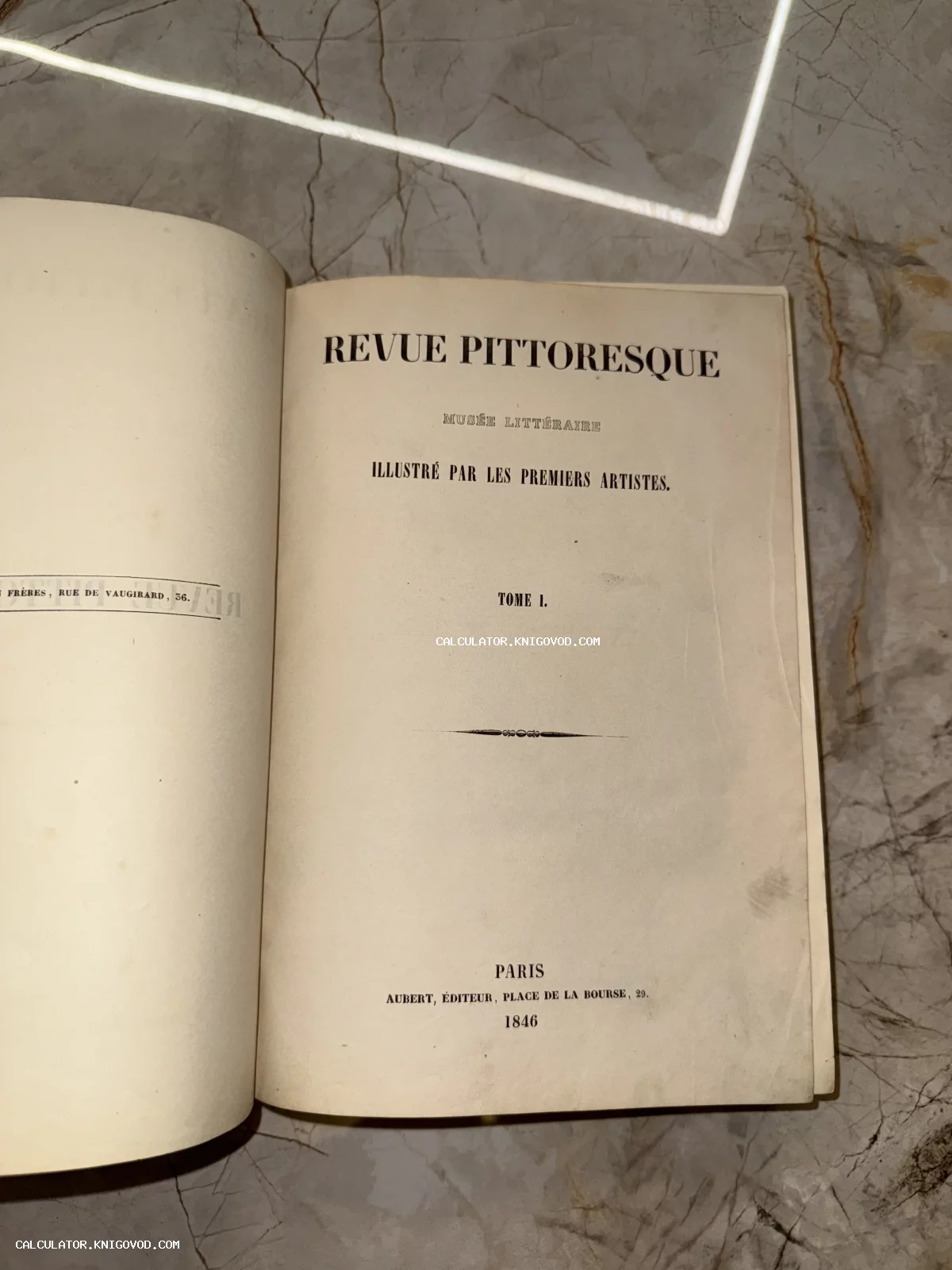 Титульный лист первого тома французского литературного журнала Revue Pittoresque 1846 года издания.