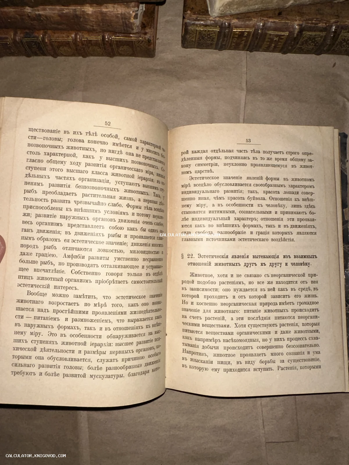 Открытая старинная книга с текстом на дореволюционном русском языке, страницы 52 и 53.