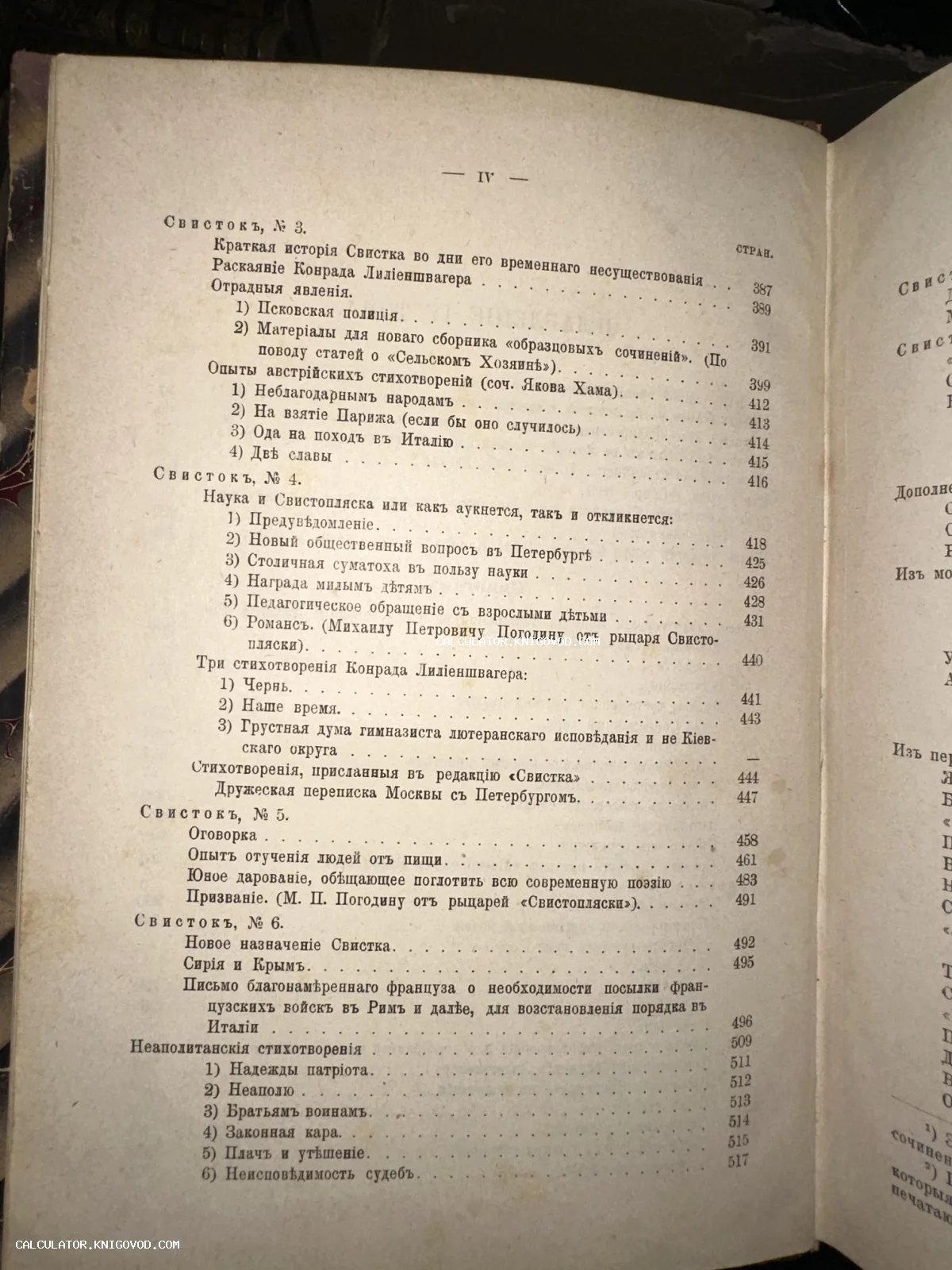 Страница старинной книги с оглавлением номеров журнала 'Свисток', напечатанная дореволюционным шрифтом.