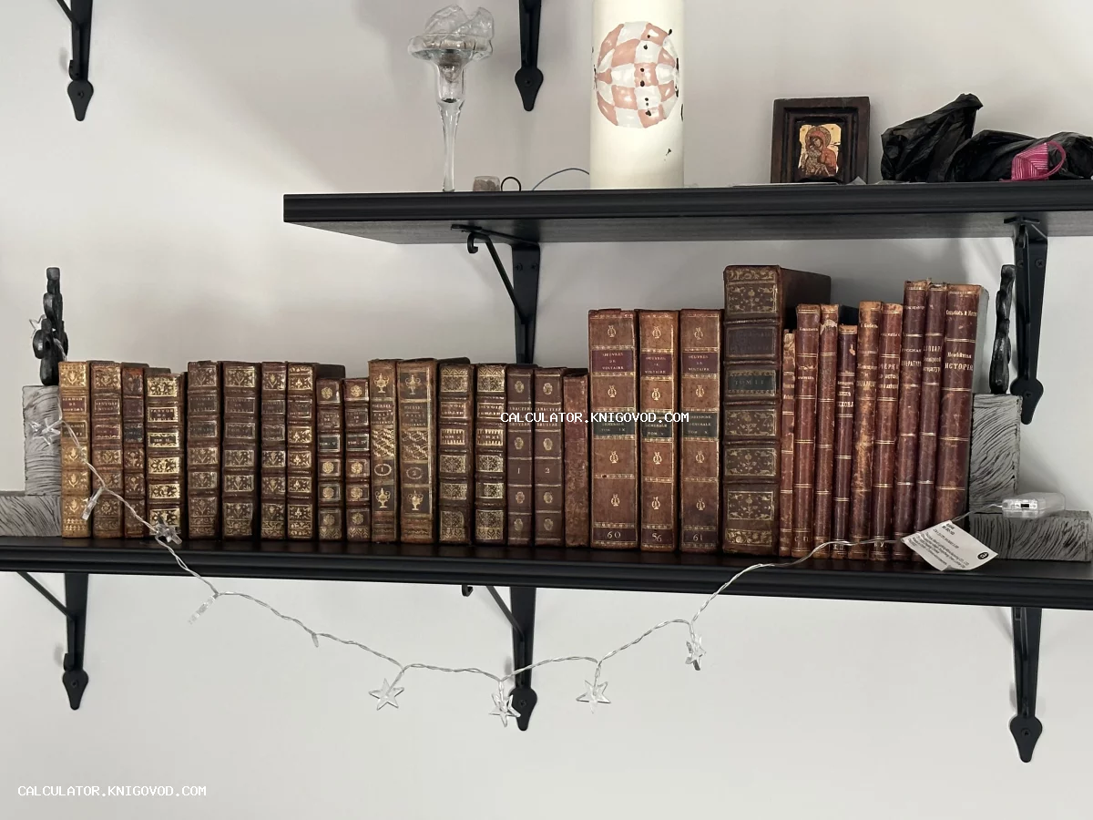 Ряд старинных фолиантов в кожаных переплетах с золотым тиснением на полке