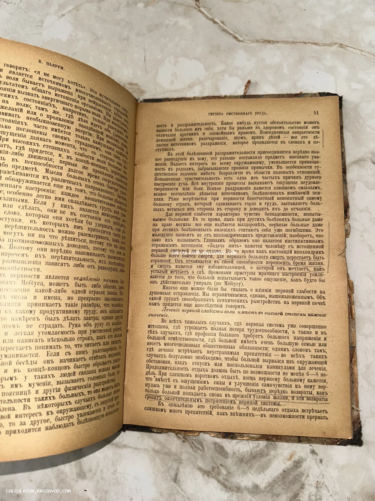 Разворот старинной книги с текстом на дореволюционном русском языке, пожелтевшие страницы.