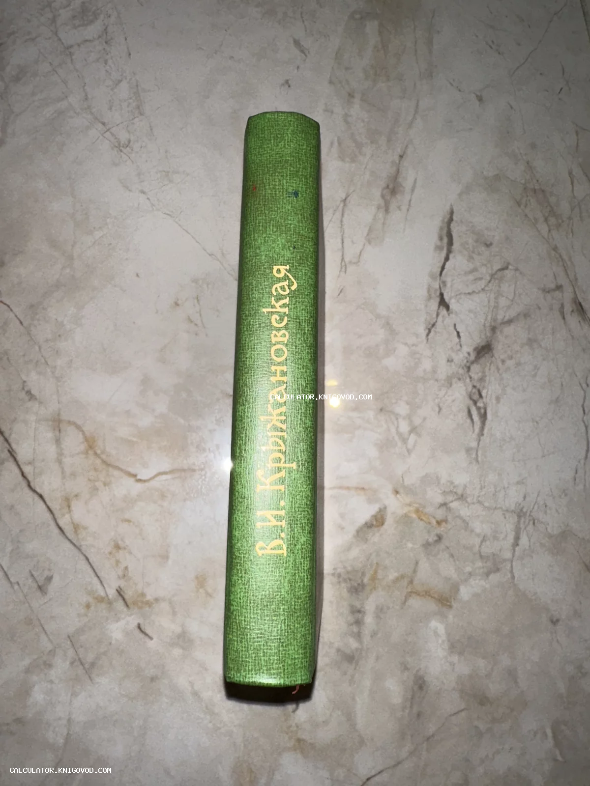 Корешок книги В. И. Крыжановской зеленого цвета с золотым тиснением на мраморном фоне.