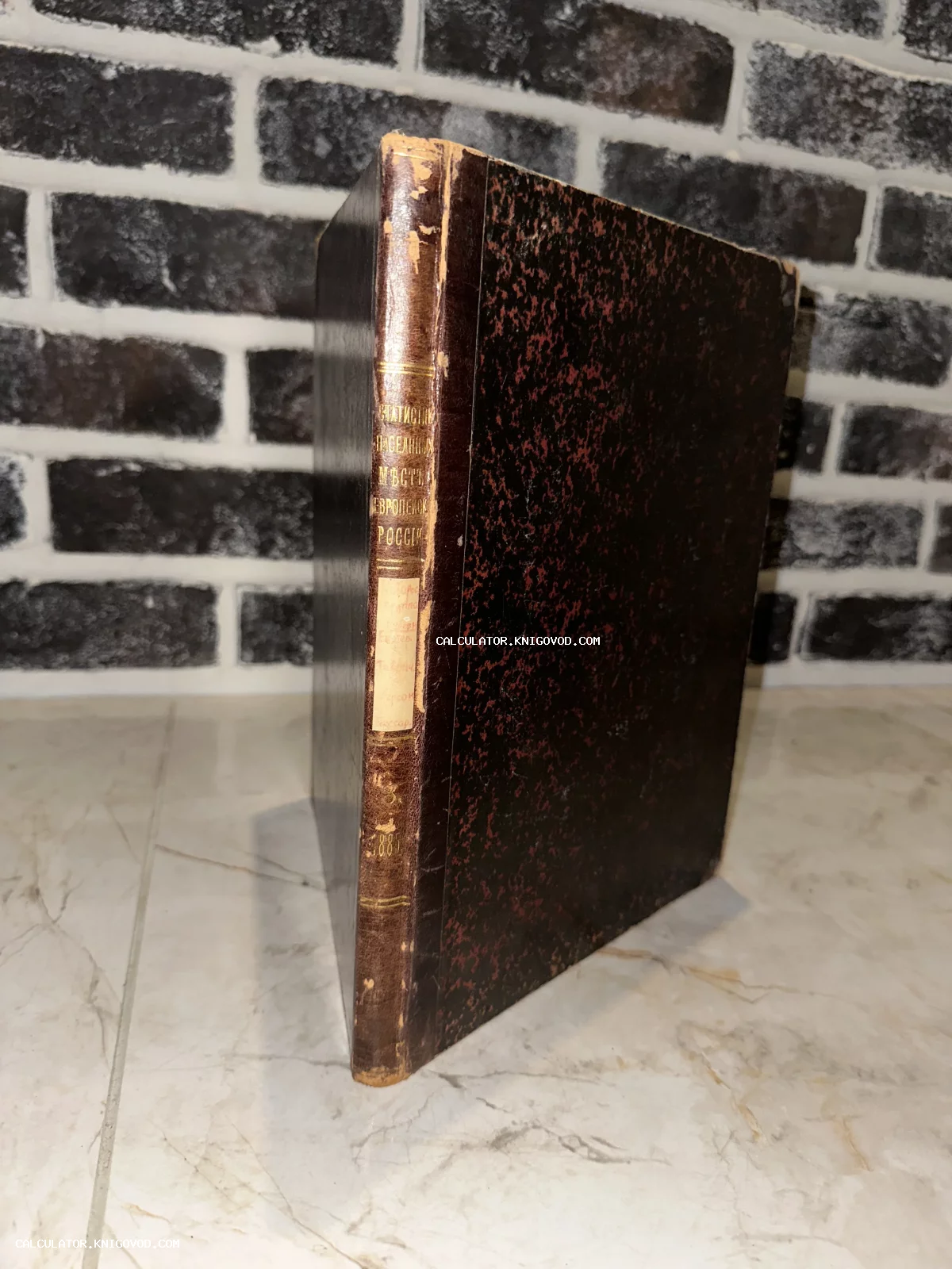 Старинная книга в полукожаном переплете с золотым тиснением на корешке, издание 1885 года.