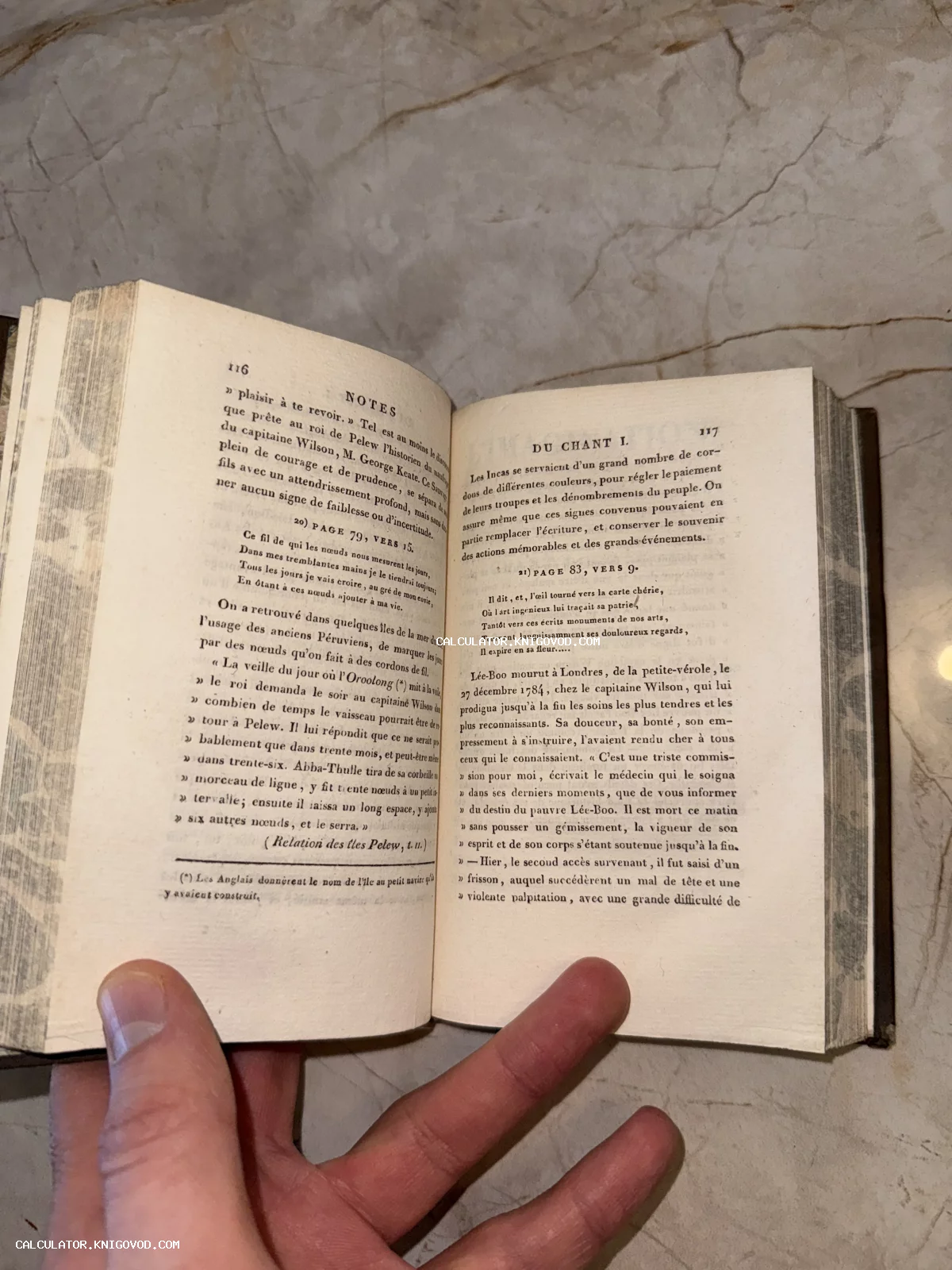 Раскрытая антикварная книга на французском языке с пожелтевшими страницами и типографским шрифтом XVIII-XIX веков.