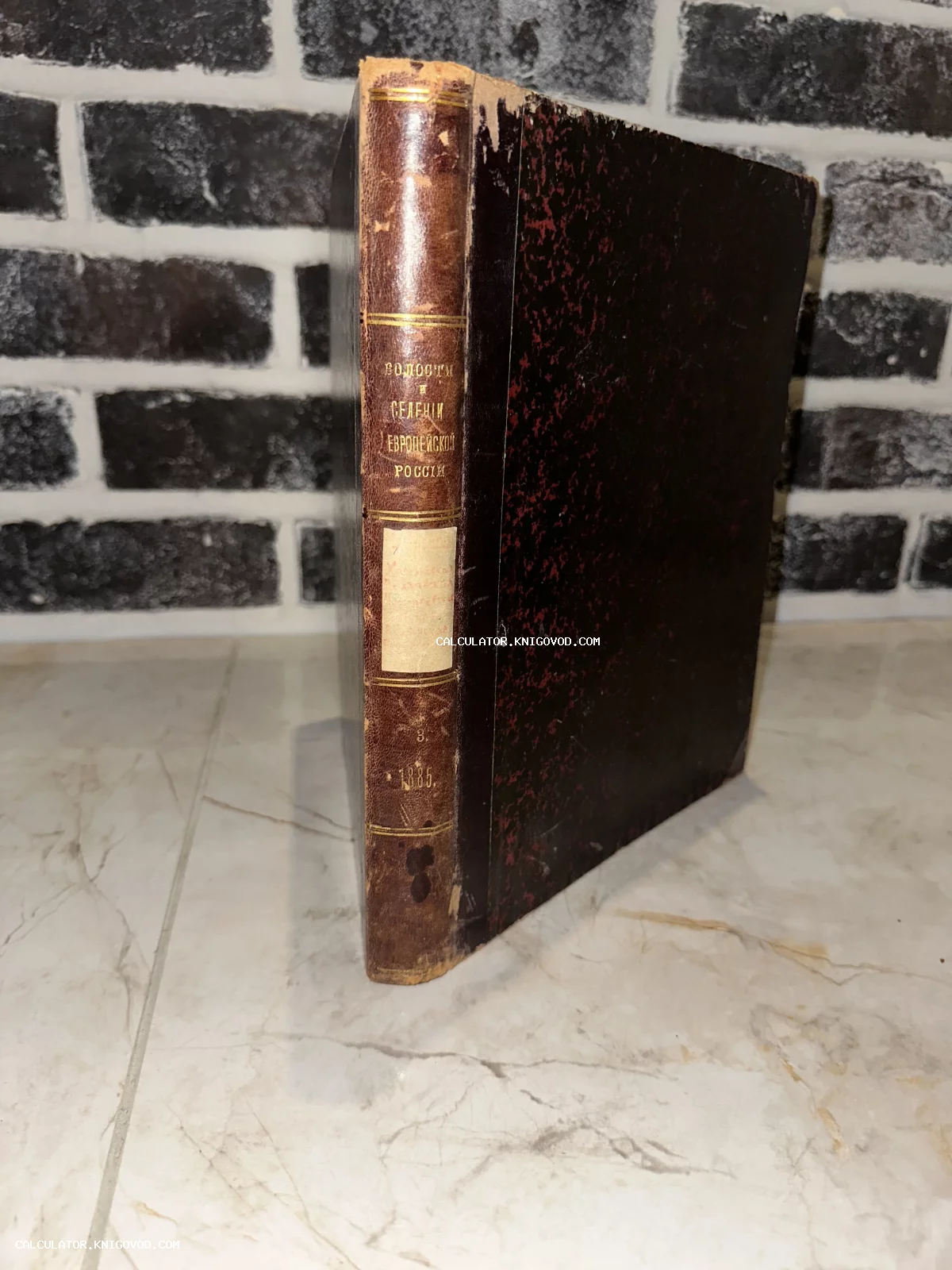 Старинная книга с кожаным корешком и золотым тиснением под названием «Волости и селения Европейской России», 1886 год.