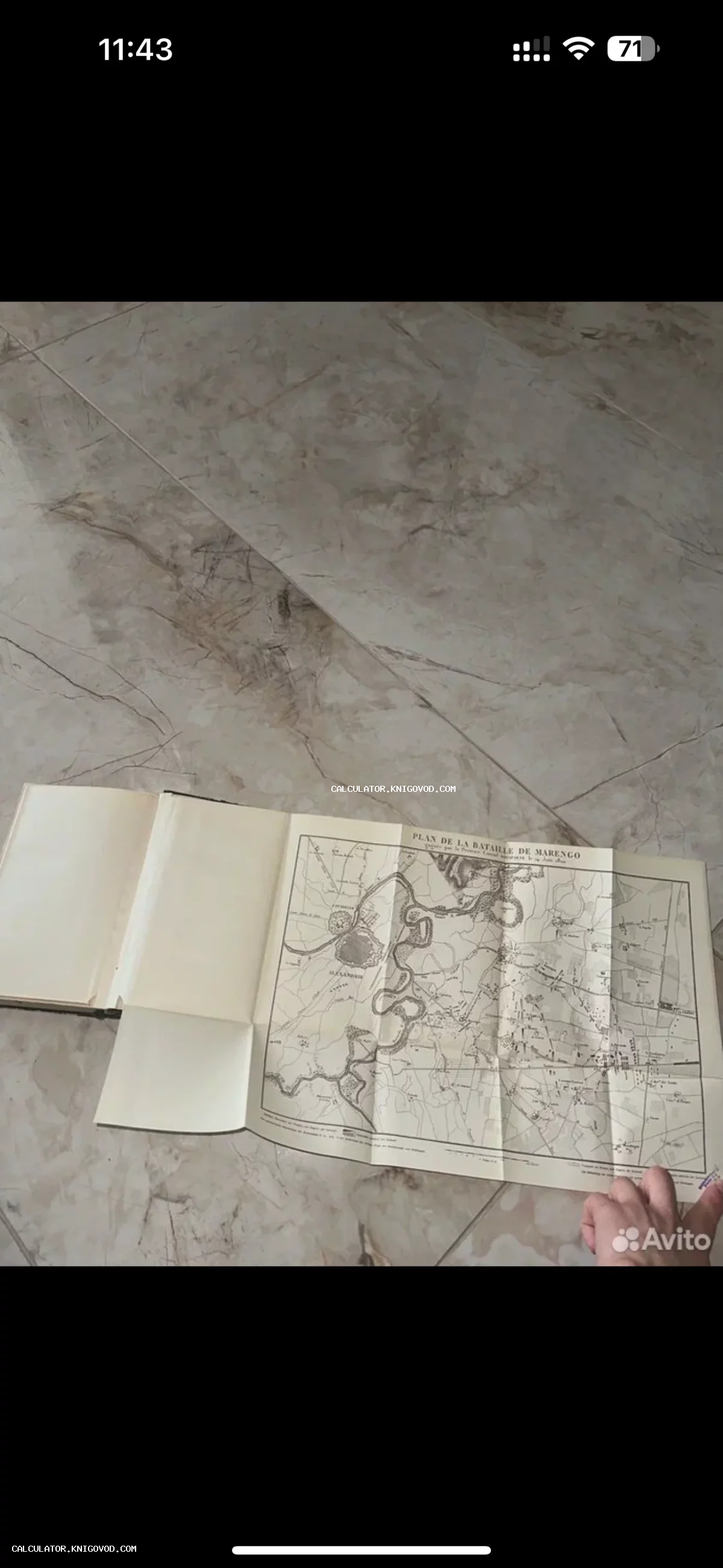 Раскладная антикварная карта на французском языке, изображающая план битвы при Маренго с топографическими деталями.