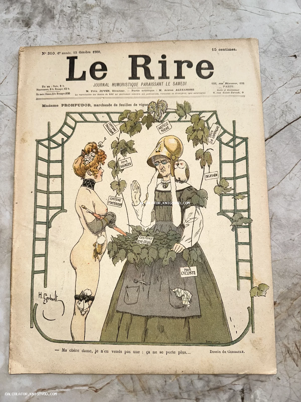 Обложка французского юмористического журнала Le Rire №310 от 13 октября 1900 года с цветной карикатурой Анри Жербо.
