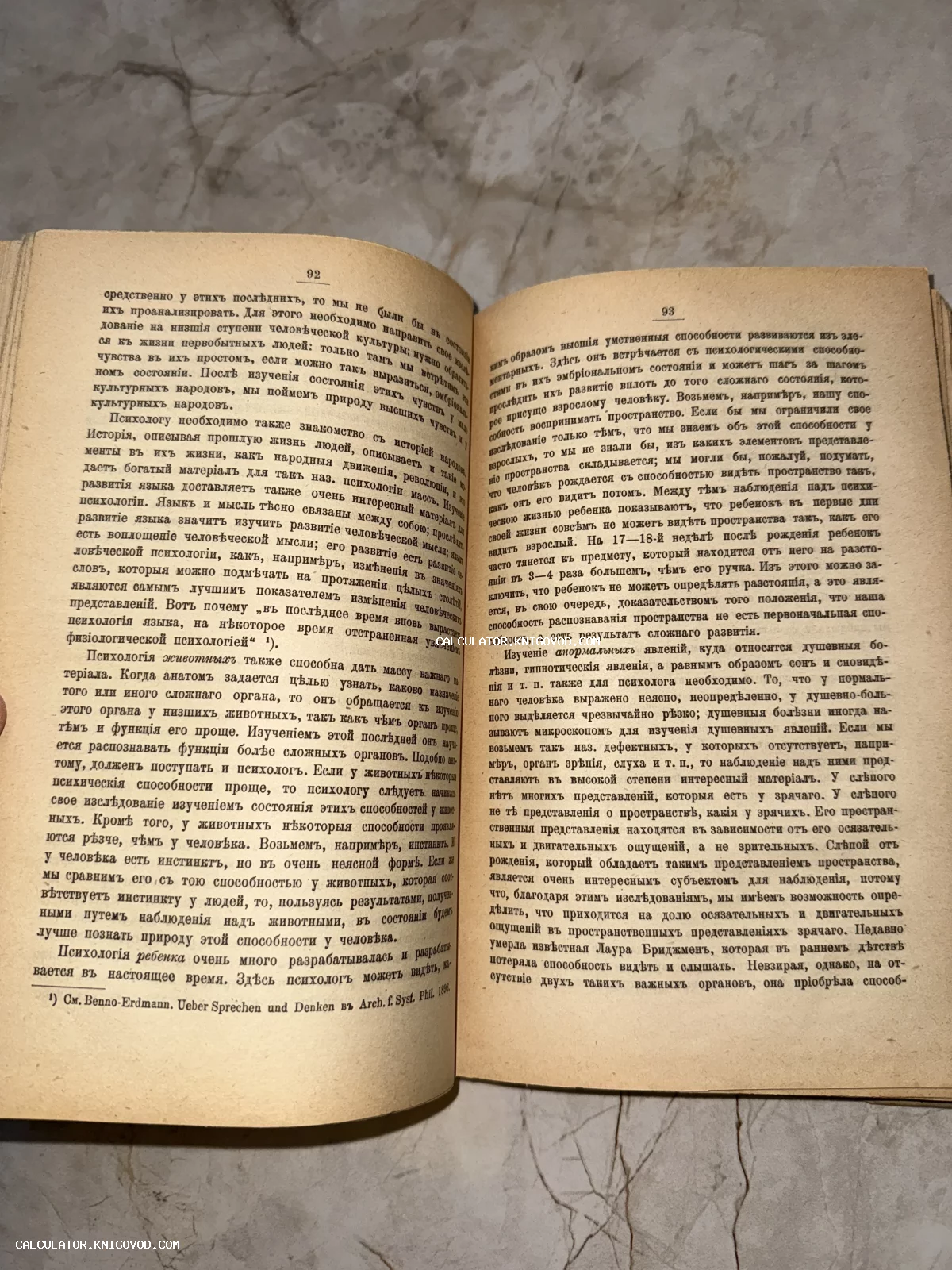Разворот открытой старинной книги с текстом на дореволюционном русском языке, страницы 92 и 93.