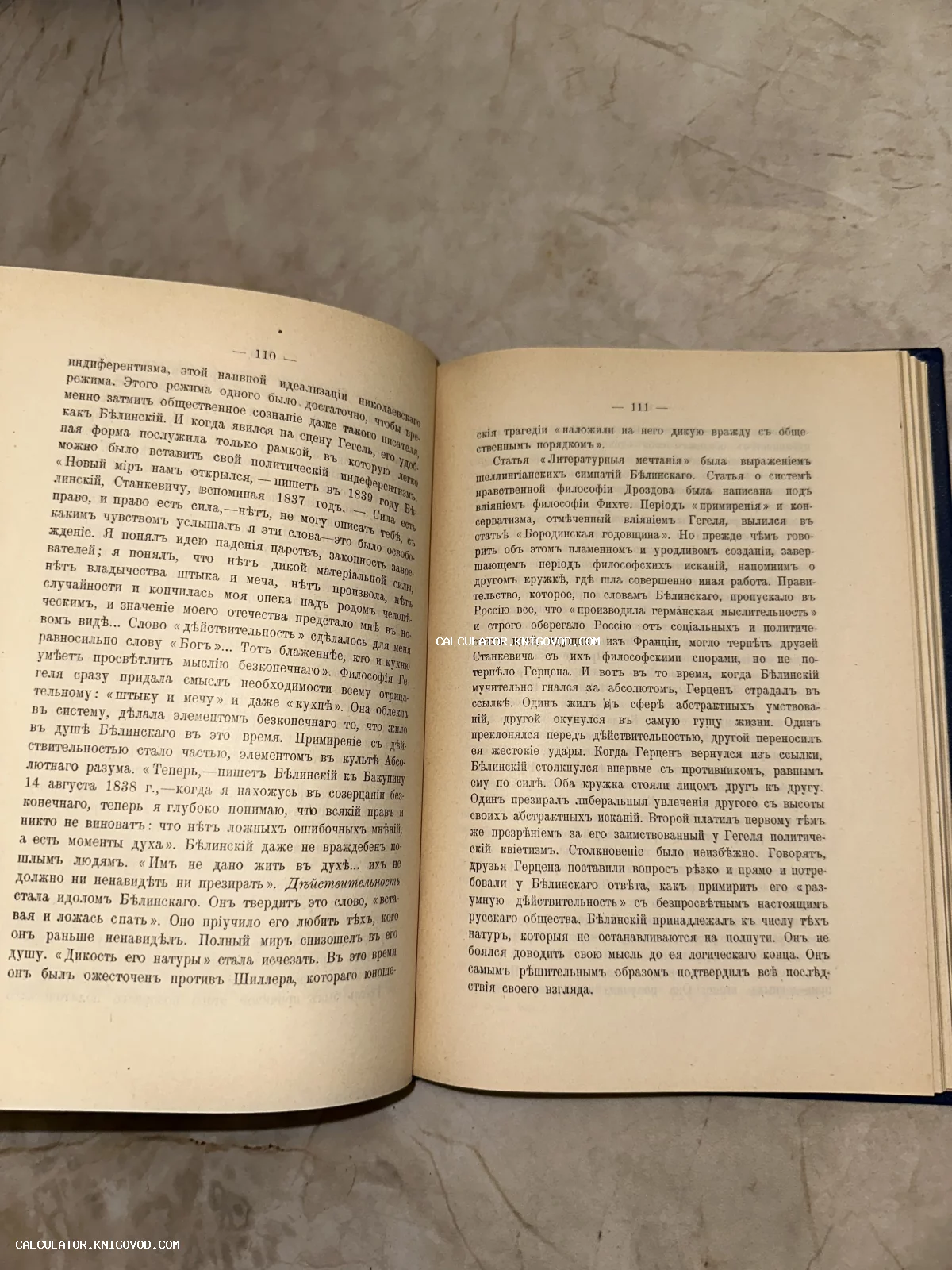 Разворот старинной книги с текстом на дореволюционном русском языке, страницы 110 и 111.