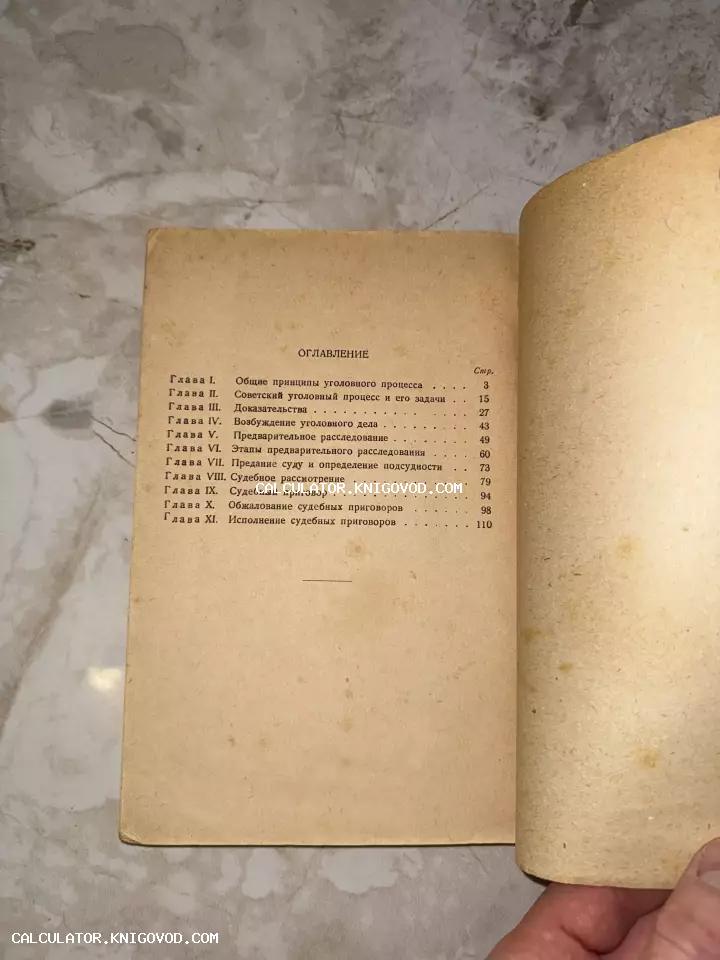 Страница оглавления антикварной юридической книги на пожелтевшей бумаге.