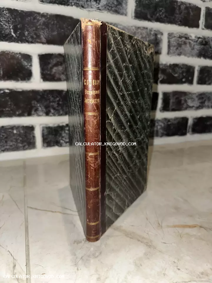 Старинная книга в полукожаном переплете с золотым тиснением на корешке «Словарь всемирной литературы».