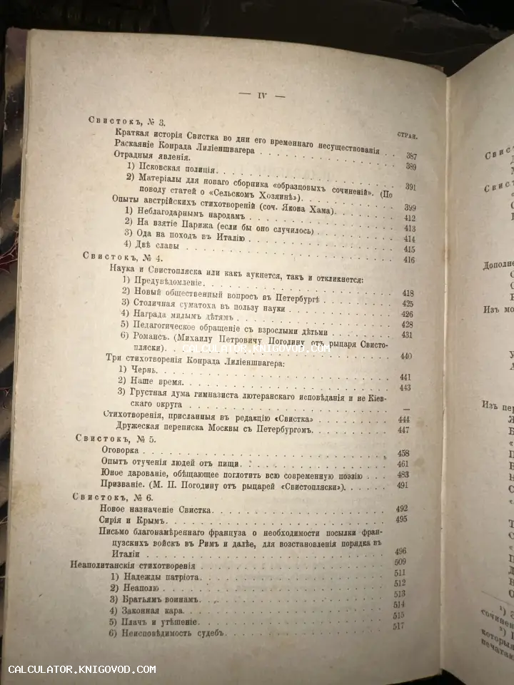 Страница старинной книги с оглавлением номеров журнала 'Свисток', напечатанная дореволюционным шрифтом.